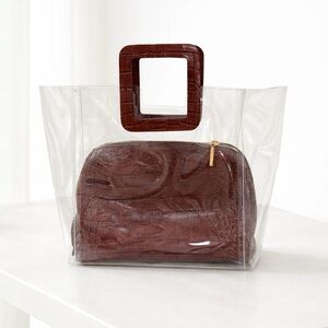 STAUD pvc tote with crocodile brown insert